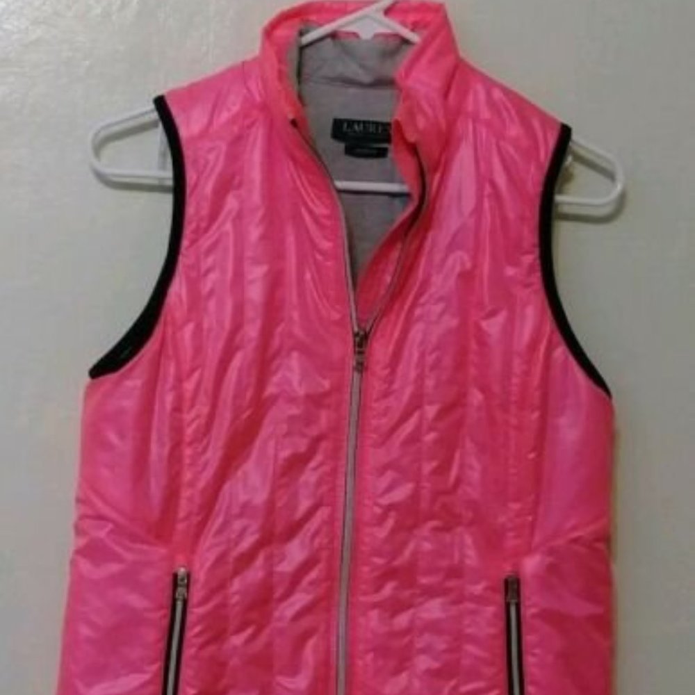 Ralph Lauren LRL Neon Pink Gray Lined Vest XS